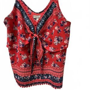 Almost Famous Red Tie Front Tank XL